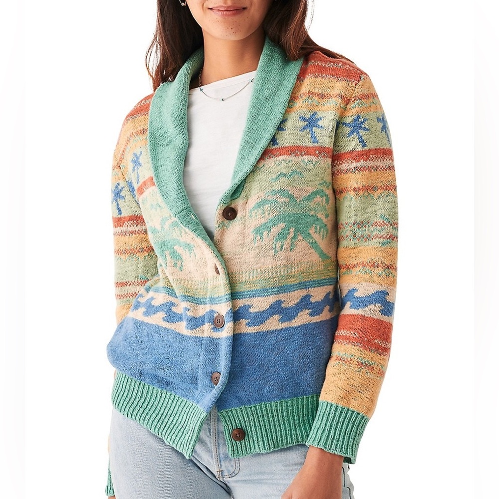 Faherty Multicolor Patterned Cardigan - image 4